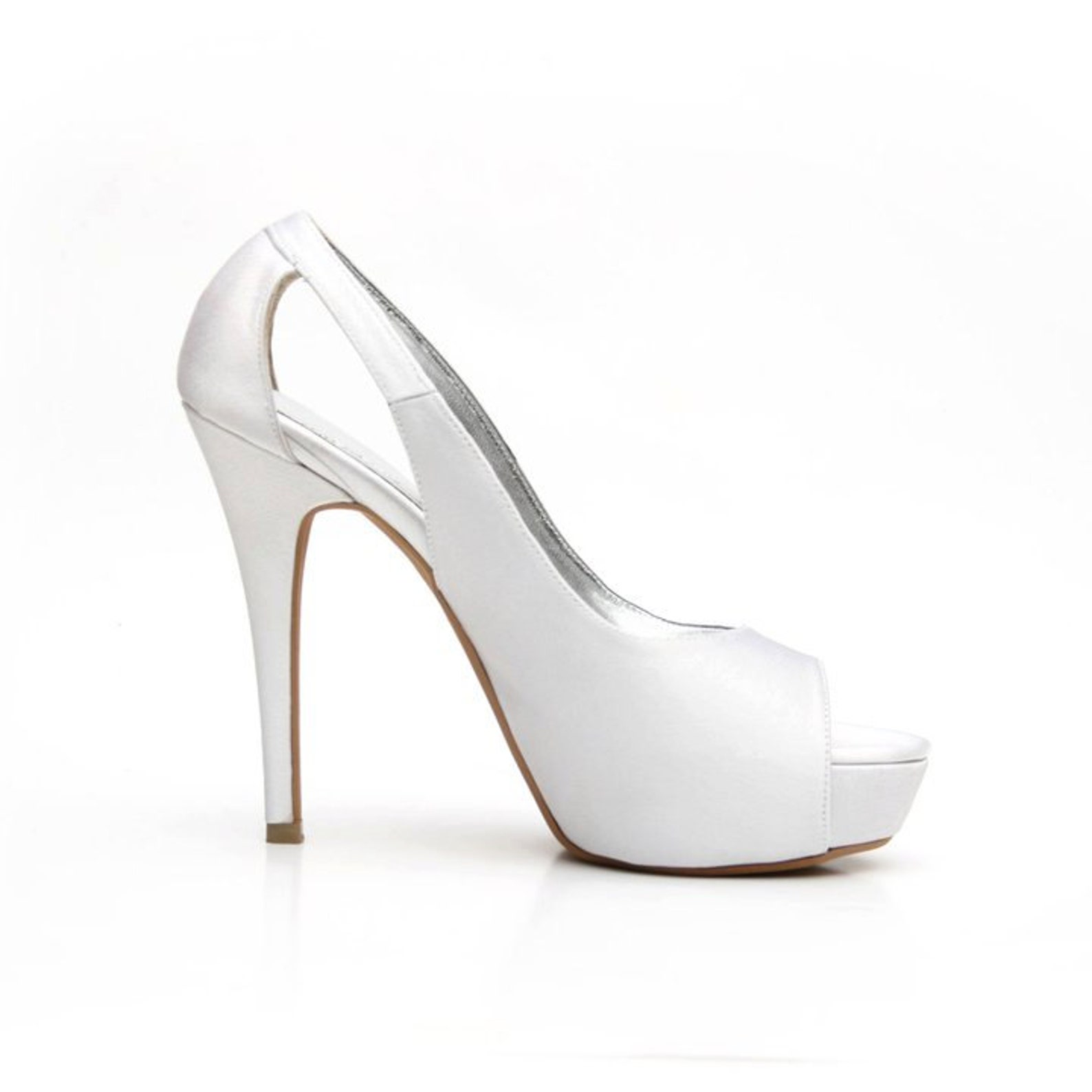white satin bridal shoe