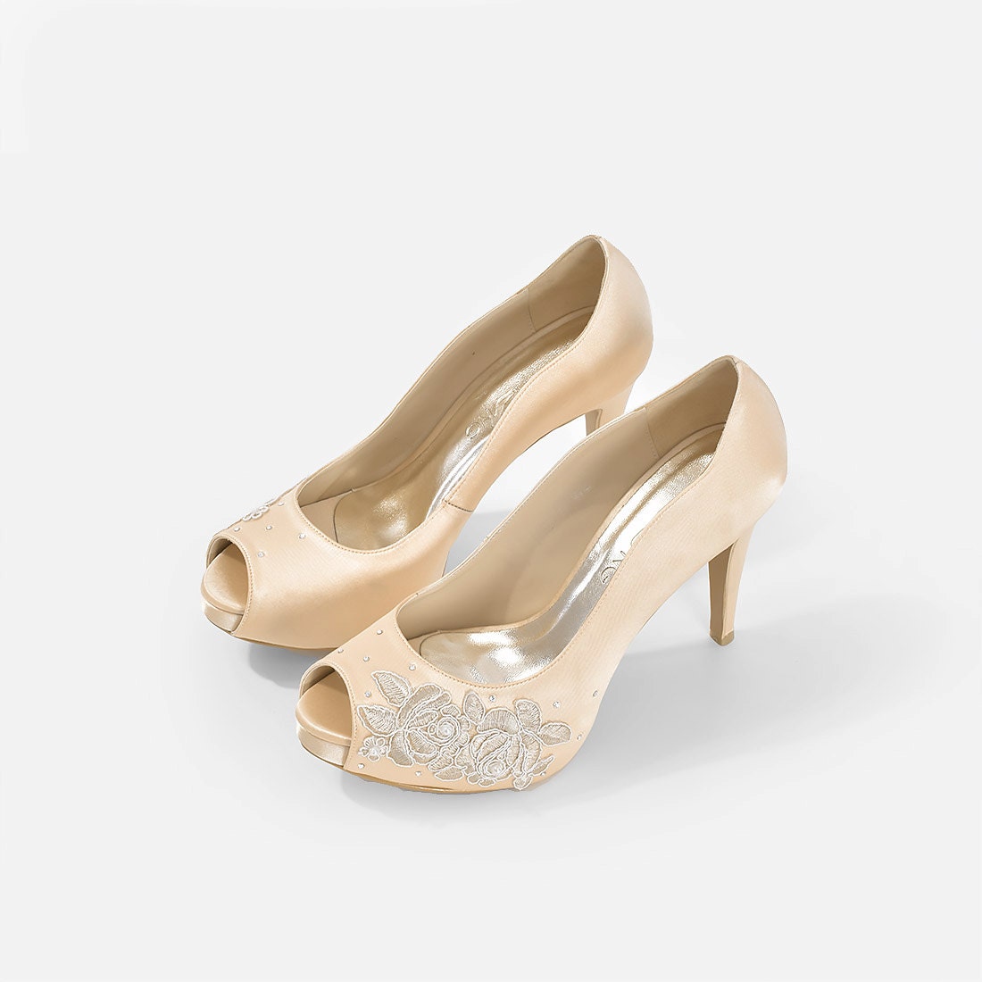 La France Gold Lace Wedding Shoes Gold 