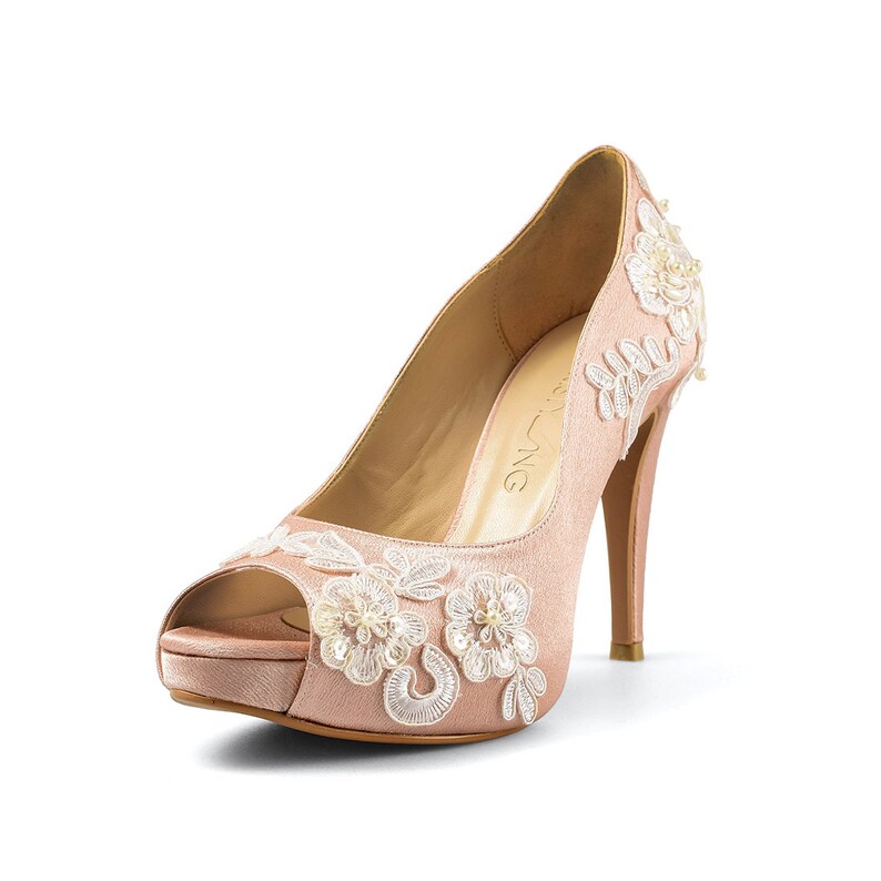 peach satin shoes
