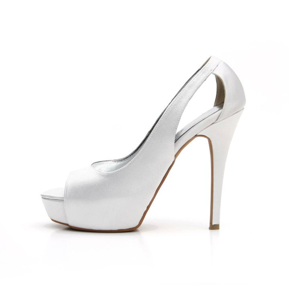 white satin bridal shoe