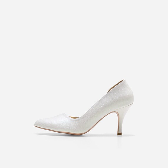 White sparkly cheap heels for wedding