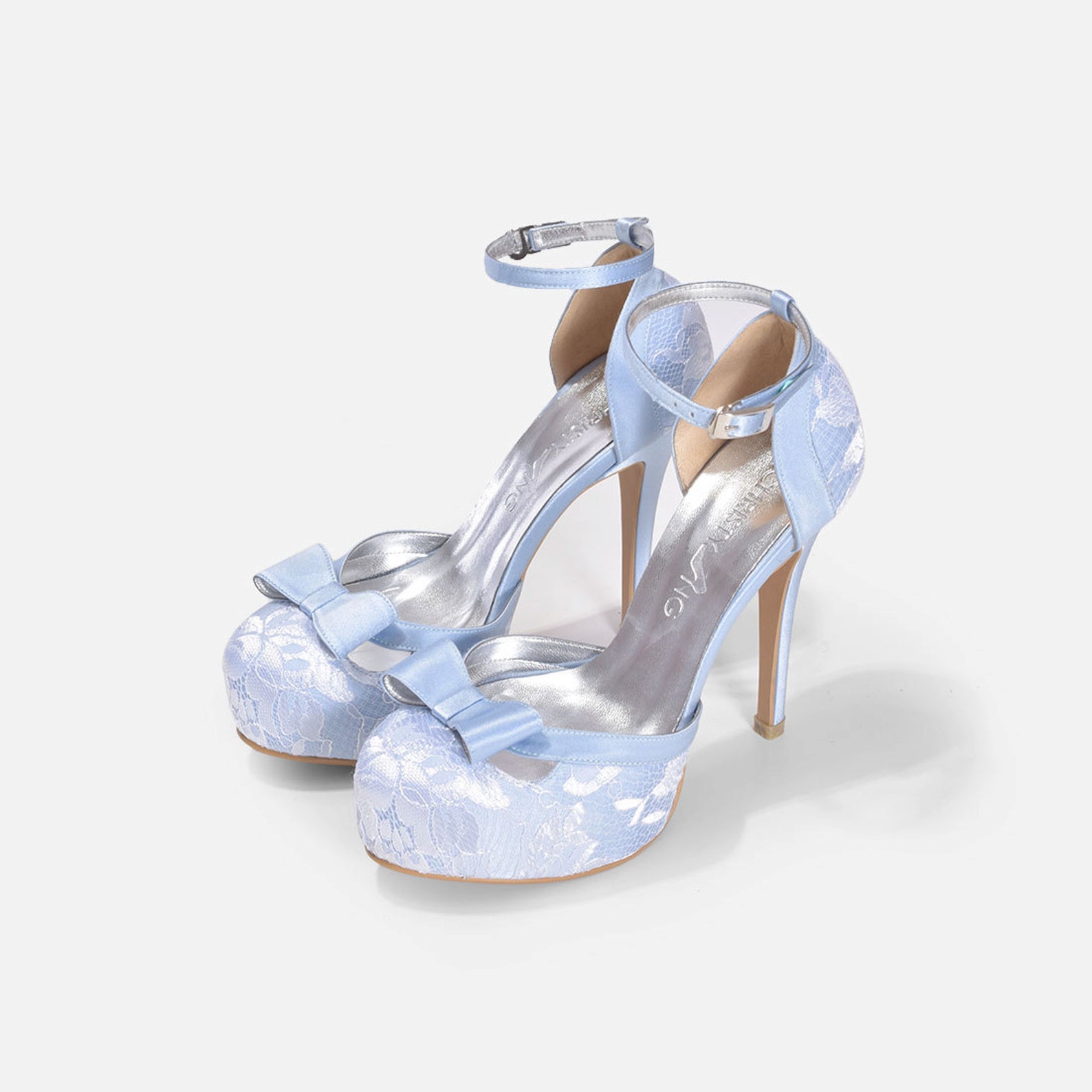 Donna Custom Made Baby Blue Lace Heels Baby Blue Lace Strappy Etsy