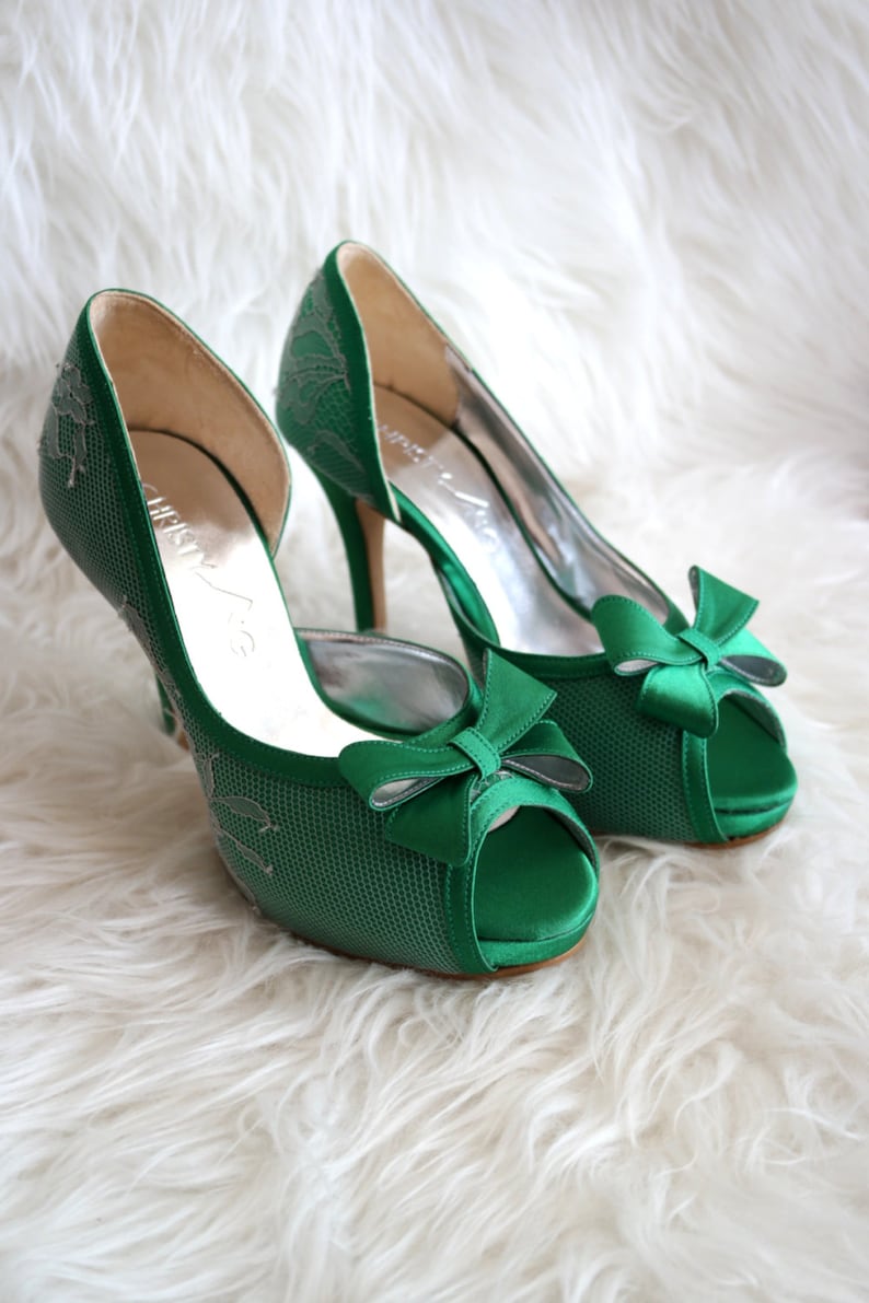 green wedding heels