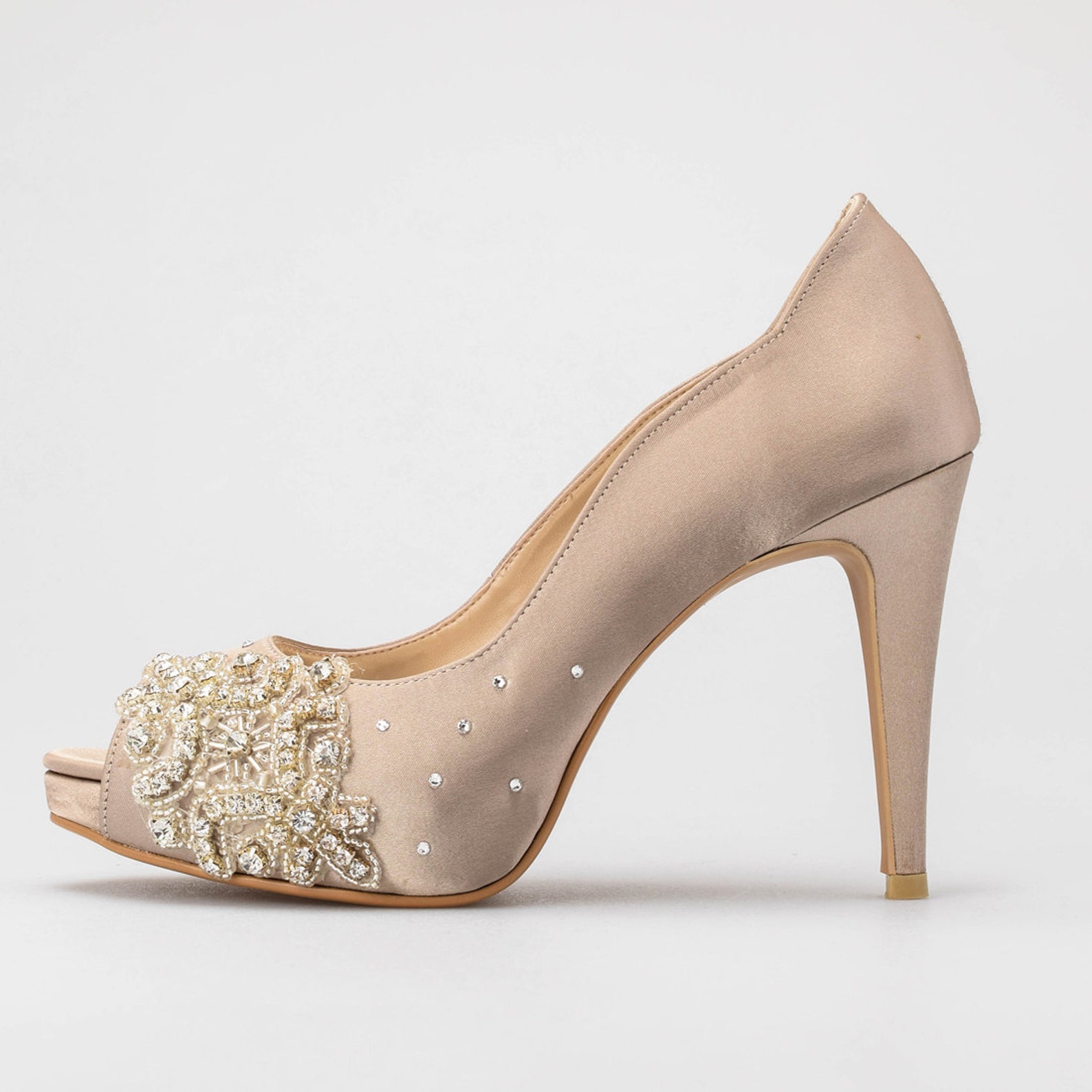 Champagne Wedding Heels Diamante Wedding Shoes Swarovski