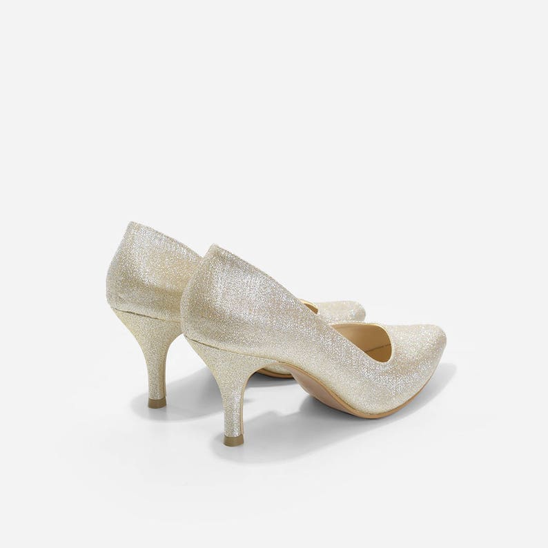 gold sparkly short heels