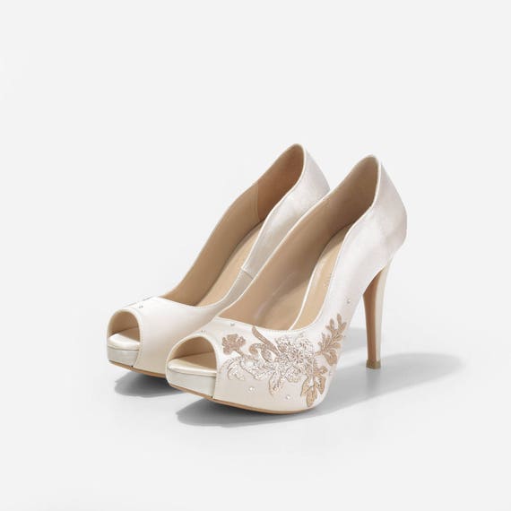 ivory satin heels