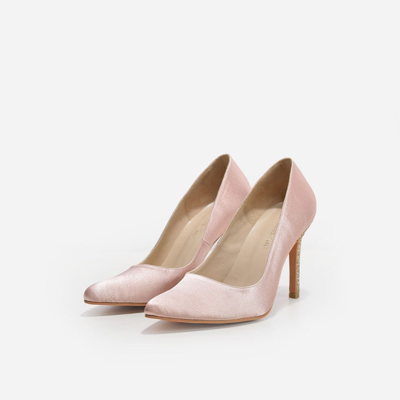 nude satin pumps