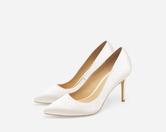 Athena Ivory Pumps, Satin Wedding Shoes, Satin Court Shoes, Satin Evening Shoes, Wedding Heels, Bridal Shoes