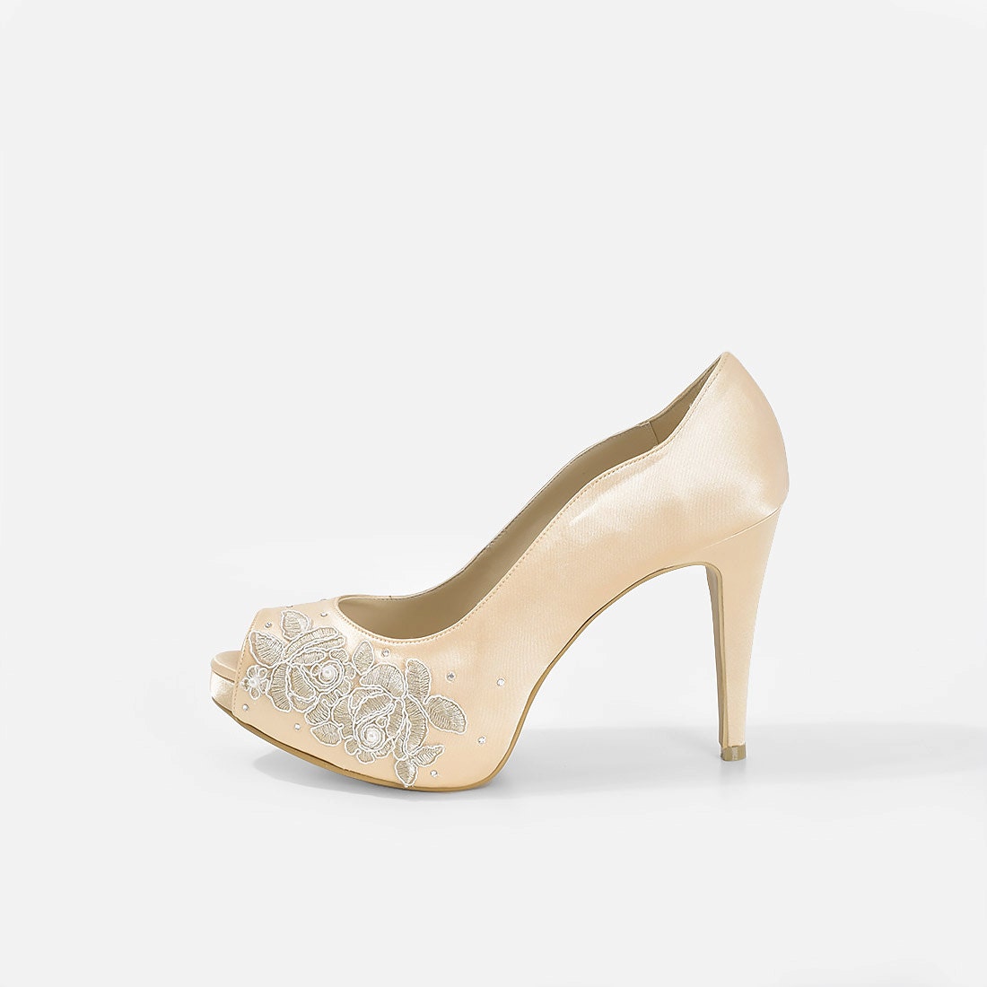 La France Gold Lace Wedding Shoes Gold Lace Satin Bridal Etsy