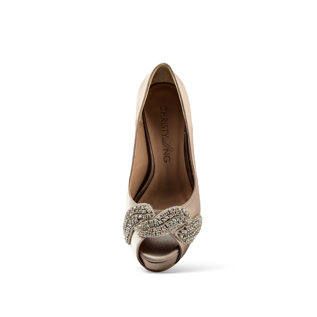 champagne peep toe shoes