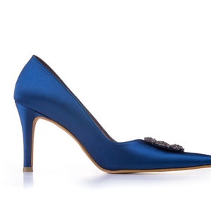 Blue Custom Made Heels, Blue Pointy Toe Heels, Something Blue Heels ...