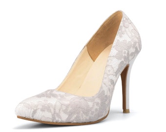 Ivory White Lace Wedding Shoes, White Wedding Shoes, Custom Made Wedding Shoes, Ivory Bridal Shoes, Vintage Wedding Shoes