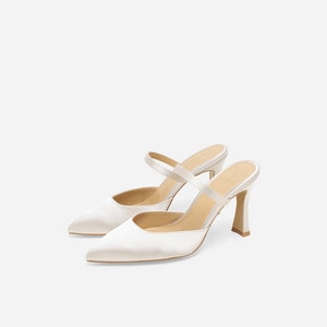 Mules Gaia Ivory, Scarpe da sposa in raso, Scarpe da sposa in raso, Scarpe da sera in raso, Tacchi da sposa, Scarpe da sposa, Mules