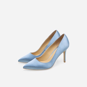 Athena Aegean Blue Pumps, Satin Wedding Shoes, Satin Court Shoes, Satin Evening Shoes, Wedding Heels, Bridal Shoes