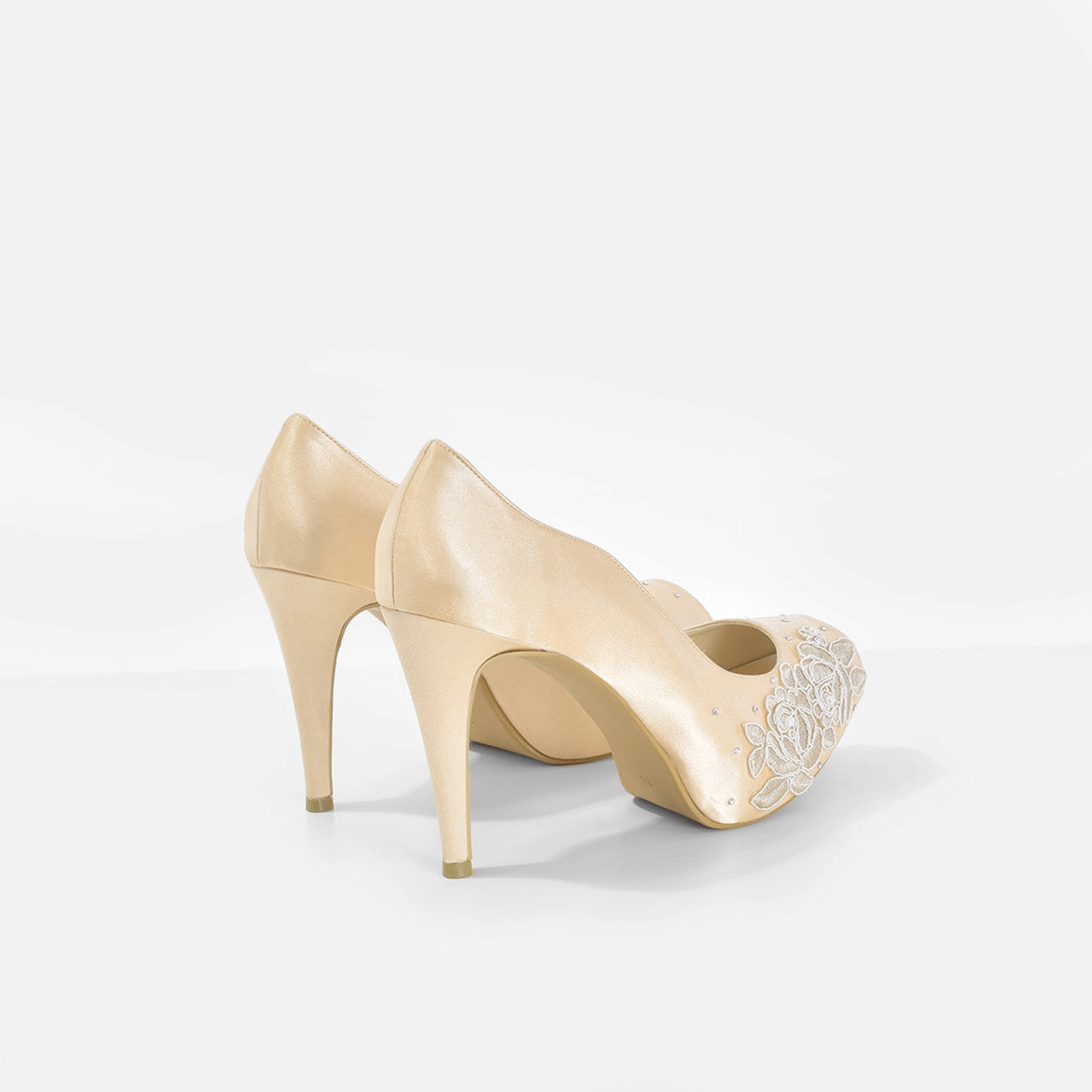 La France Gold Lace Wedding Shoes Gold Lace Satin Bridal Etsy