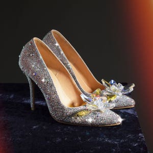 Fairy Tale Wedding Shoes, Cinderella&#39;s Wedding Shoes, Bridal Heels, Cinderella Glass Slippers, Bridal Shoes, Custom Made Swarovski Heels