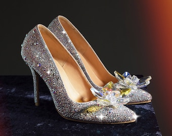 Fairy Tale Wedding Shoes, Cinderella's Wedding Shoes, Bridal Heels, Cinderella Glass Slippers, Bridal Shoes, Custom Made Swarovski Heels