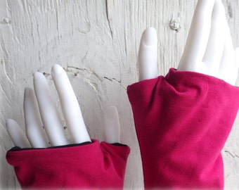 Varde - lined arm warmers fingerless gloves, jersey, pink, black