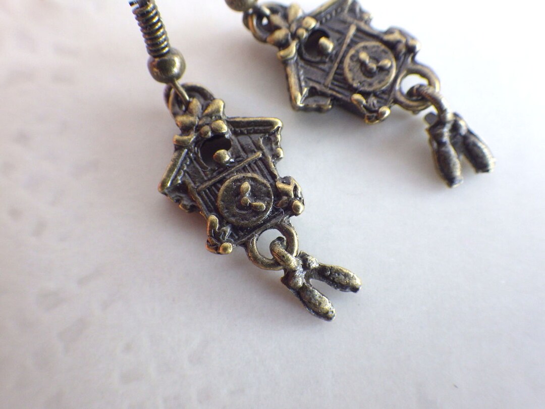 Cuckoo Clock Earrings Brisur With Rustic Cuckoo Clock Etsy