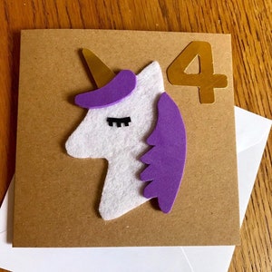 Unicorn birthday card - unicorn card - childrens birthday - special age - girl birthday - personalised - age card