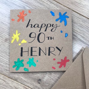 Paint splodge birthday card - personalised birthday card - arty birthday - birthday card- art lover birthday - artist birthday - special age