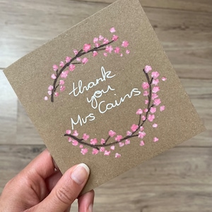 Carte de professeur de fleurs de cerisier - carte de professeur de remerciement - carte de professeur personnalisée - carte de chambre d'enfant - carte de travailleur clé - cadeau d'enseignant d'âge préscolaire