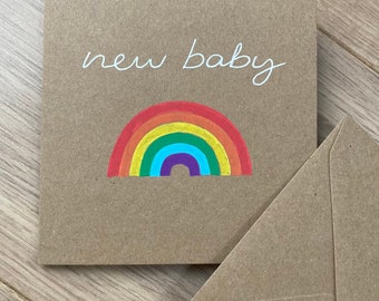 Rainbow baby card - new baby card - rainbow card - new arrival card - welcome baby - personalised baby card - baby shower card - twins card