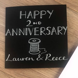 Personalised anniversary card - 2nd wedding anniversary card - cotton anniversary card - wedding anniversary - happy anniversary