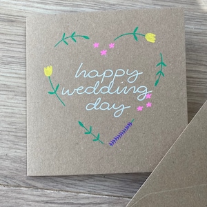 Happy Wedding Day Karte - Blumenhochzeitskarte - Hochzeitskarte - an Deinem Hochzeitstag - personalisierte Hochzeitskarte
