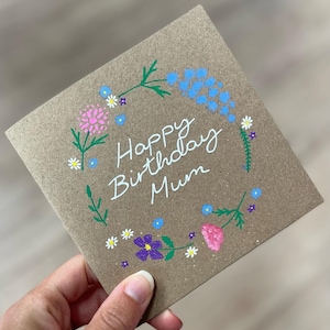Tarjeta de cumpleaños floral - tarjeta de cumpleaños personalizada - tarjeta floral - tarjeta de cumpleaños con flores - cumpleaños de mamá - cumpleaños de un amigo - tarjeta de edad especial