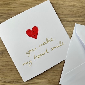 You make my heart smile - lachende hartkaart - schattige valentijnskaart - trouwkaart - jubileumkaart - hartkaart - valentijnskaart