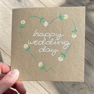 Happy wedding day-kaart - madeliefje trouwkaart - trouwkaart - bloemen trouwkaart - gepersonaliseerde trouwkaart - burgerlijk huwelijk - mr en mrs
