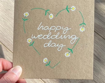 Happy wedding day card - daisy wedding card - wedding card - floral wedding card - personalised wedding card - civil wedding - mr and mrs