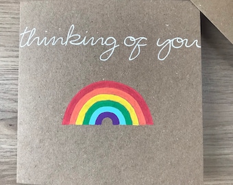 Thinking of you card - rainbow thinking of you - rainbow card - friendship card - sympathy card - bereavement - miss you - good vibes