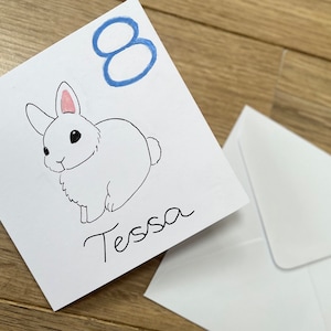 Carte d'anniversaire lapin - carte d'anniversaire lapin - carte d'anniversaire - anniversaire fille - anniversaire garçon - amoureux des animaux - carte d'âge spécial - carte lapin
