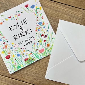 Personalised wedding card - floral wedding card - special wedding card - wedding card -  anniversary card - personalised engagement card