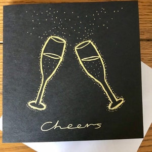 Biglietto di auguri - biglietto di champagne - congratulazioni - biglietto di fidanzamento - fidanzamento - matrimonio - biglietto di compleanno - personalizzato - biglietto di prosecco