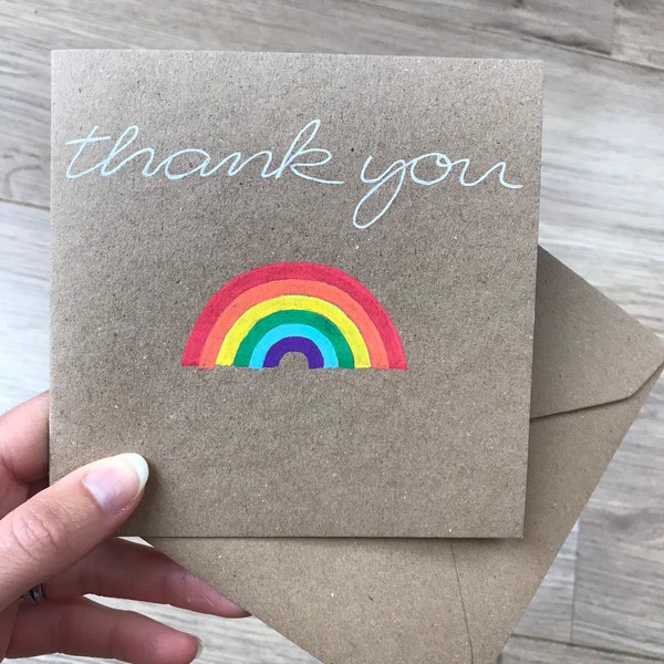 Rainbow thank you card - rainbow card - thank you card - general card - personalised - wedding thank you - with thanks - many thanks