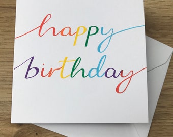 Rainbow happy birthday card - rainbow birthday card - birthday wishes - personalised card - adult birthday - girl birthday - boy birthday