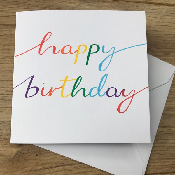 Rainbow happy birthday card - rainbow birthday card - birthday wishes - personalised card - adult birthday - girl birthday - boy birthday