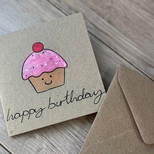Smiley cake birthday card - cake birthday card - fun birthday card - cute birthday card - girl birthday card - boy birthday card - birthday