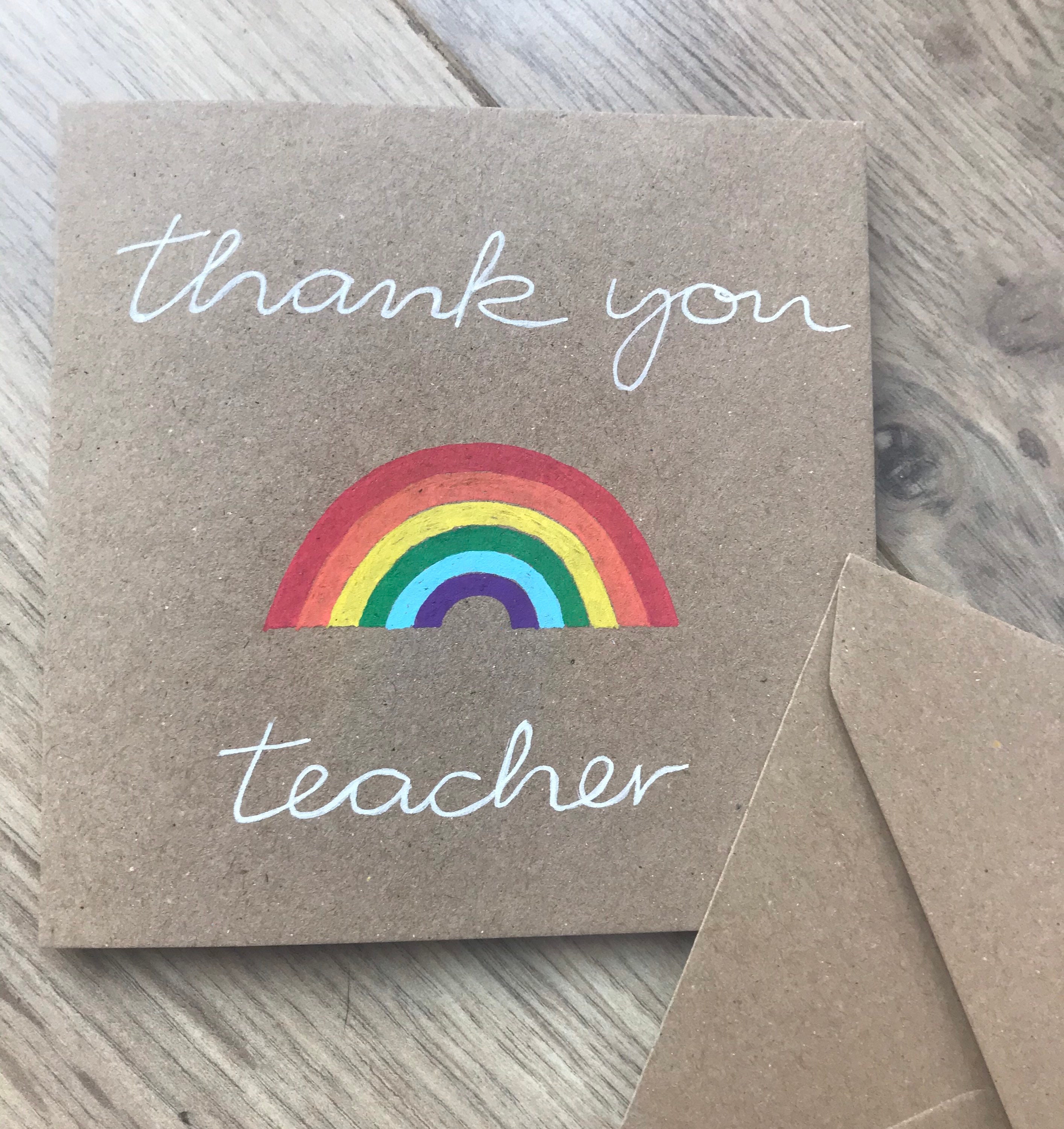 Thank You Teacher Card - Personalised Teacher Card - Rainbow Teacher ...