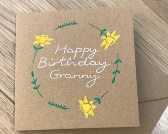 Cartão de aniversário com narcisos - cartão personalizado com narcisos - cartão de aniversário - cartão com flores - cartão personalizado - feliz aniversário