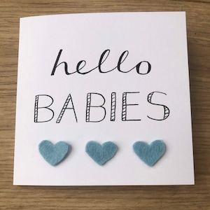 Carte Bonjour bébés - carte triplés - carte nouveau bébé - carte nouveaux bébés - carte triplés baby shower - carte baby shower - bébé fille - bébé garçon