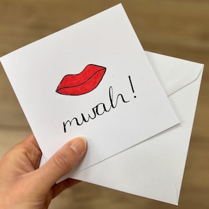 Mwah card - biglietto di San Valentino - biglietto di anniversario - biglietto di positività - biglietto labbra - biglietto bacio - biglietto di fidanzamento - biglietto di amicizia - amore