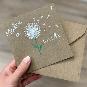 Faites un vœu - carte de voeux pissenlit - carte d'anniversaire - carte d'anniversaire faire un vœu - anniversaire d'enfant - carte de sympathie - carte de deuil