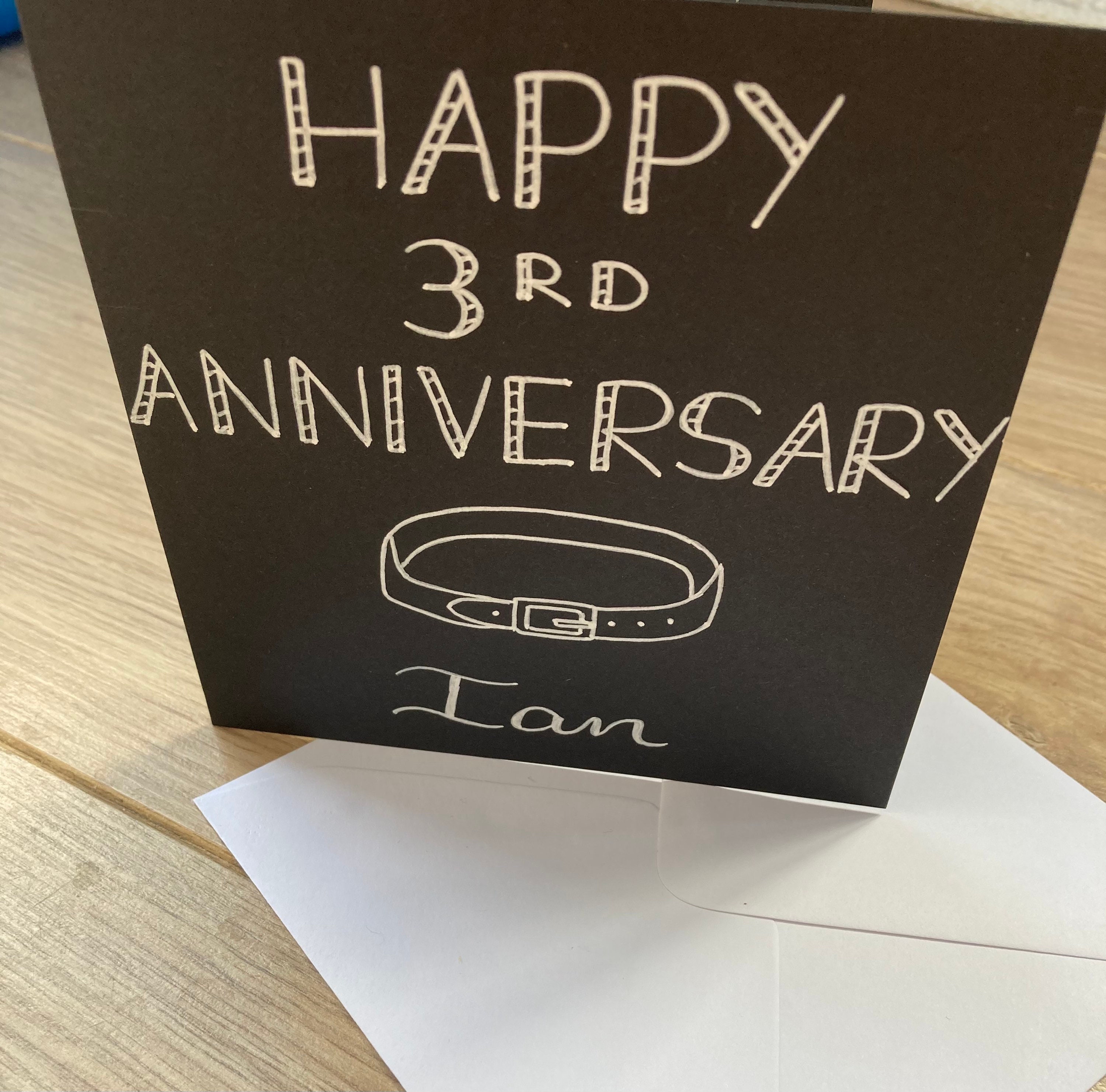 Happy 3rd Anniversary Card 3rd Wedding Anniversary Leather Etsy Uk
