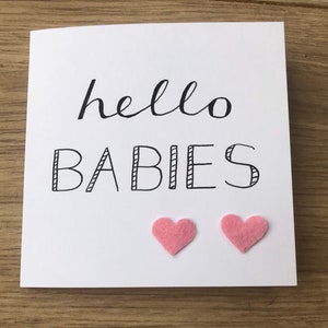 Carte Bonjour bébés - carte des jumeaux - jumeaux garçon - jumeaux fille - jumeaux garçon et fille - carte nouveau bébé - carte jumeaux baby shower - carte triplés
