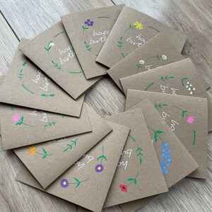 Confezione da 12 biglietti di auguri con fiori di nascita - biglietti di auguri con fiori di nascita - biglietti di auguri floreali di compleanno - biglietti di auguri di compleanno - biglietti con fiori - confezione di biglietti di auguri di compleanno