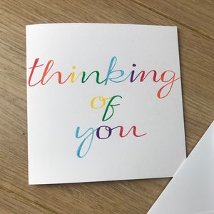 Tarjeta pensando en ti - arcoíris pensando en ti - tarjeta de condolencias - te extraño - buenas vibras - tarjeta de positividad - duelo - enviando amor